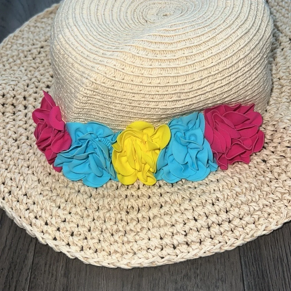 Koala kids floral floppy straw like beach hat